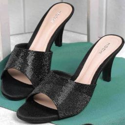 Mochi Women's Black Ethnic Stilettos-image-90