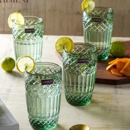 The Artment Boho Diamond Green Crystal Tumbler (0.39 L) - Set of 8-picture-47