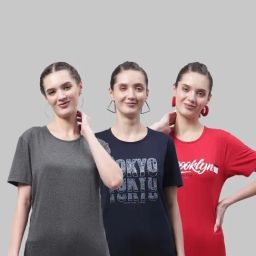 Vimal Jonney Grey & Navy Cotton Printed Sports T-Shirt - Pack Of 3-picture-35