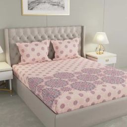 Raymond Home Shubham Pink 120 TC Cotton King Bedsheet with 2 Pillow Covers-image-70