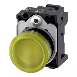 Siemens SIRIUS ACT 3SU11, Panel Mount Yellow LED Indicator, 22mm Cutout, Round, 24 V AC/DC, 3SU1102-6AA30-3AA0-picture-3