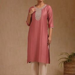 Soch Pink Linen Embroidered Kurta-picture-22