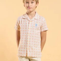 U.S. Polo Assn. Boys Beige Half Sleeves Shirt-image-67