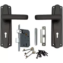 Atom Iron Brown Door Handle Lock Set, 609K.YPowderCoat-39