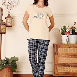 Bodycare Women Pure Cotton Typography Printed Night Suit-picture-29