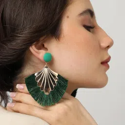 Sohi Gold Plated Designer Stone Drop Earrings image 2