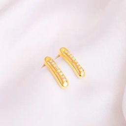 GIVA 92.5 Sterling Silver Golden Vintage Glamour Stud Earrings-image-66