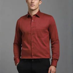Louis Philippe Maroon Cotton Slim Fit Self Pattern Shirt-picture-11