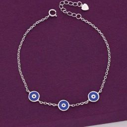 Kai Jewel Sterling Silver Minimalistic Triple Evil Eye Bracelet for Women-30