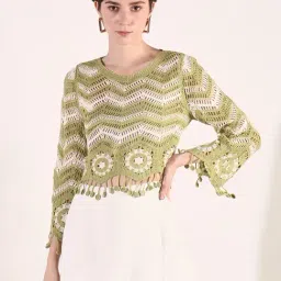 showoffff SHOWOFF Green Self Design Full Sleeves Top-picture-13
