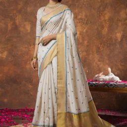 Saree Mall Cream Linen Self Saree with Blouse Piece-image-79