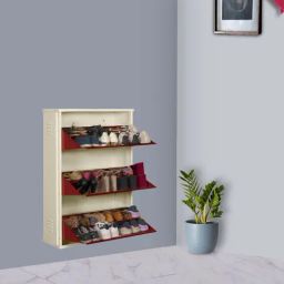 Delite Kom Double-Decker Ivory Brick Red Wall Mounted Metal Shoe Rack (6 Shelves DIY)-image-99