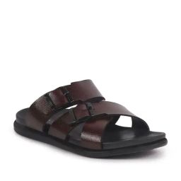Fausto Men's Brown Cross Strap Sandals-picture-21