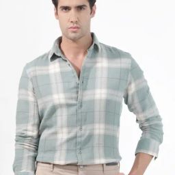 Rare Rabbit Teal Regular Fit Checks Shirt-image-40