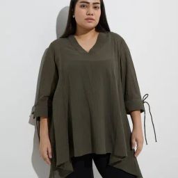 Gia by Westside Olive Crinkle-Textured Blouse-picture-28