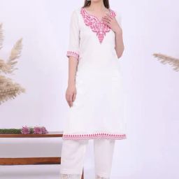 Aurelia White Pure Cotton Embroidered Kurta-picture-21