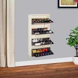 Delite Kom Double-Decker Ivory Coffee Wall Mounted Metal Shoe Rack (8 Shelves DIY)-image-79
