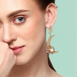 Sohi Gold Plated Party Pearls Drop Earrings-image-58