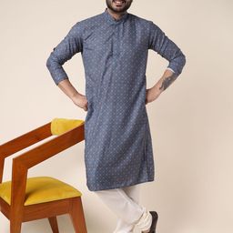 W & G Men Floral Printed Kurta with Churidar-image-84