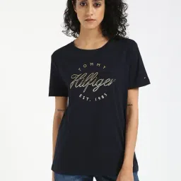 TOMMY HILFIGER Navy Cotton Typography Short Sleeve T-Shirt-image-41