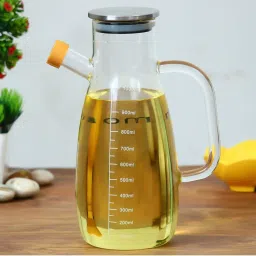 Femora Borosilicate Glass Oil Dispenser & Stoppers Bottle with Handle (1000 ml) - Set of 1 image 1