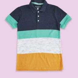 Pantaloons Junior Kids Multicolor Cotton Color Block Polo T-Shirt-image-42