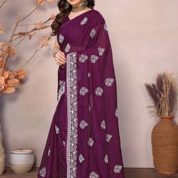 KALINI Floral Embroidered Art Silk Kota Saree-image-51