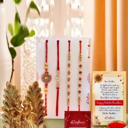 eCraftIndia Assorted Multicolor Rakhi with Radha Krishna Idol-image-7