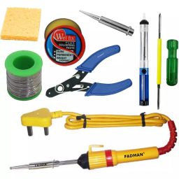 Fadman 8 In 1 Soldering Iron Kit, Solder Wire, Soldering Paste Flux, Desoldering Pump, Wire Cutter, Soldering Iron Bit, Sponge, 2 In 1 Screw Driver, Soldering Iron 25 W Simple (Flat Tip)-25