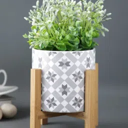 Tayhaa Light Blue & Brown Ceramic Planter-image-2