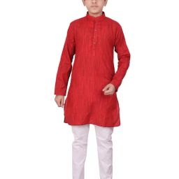 Pro-Ethic Style Developer Kids Red & White Solid Full Sleeves Kurta with Pyjamas-46