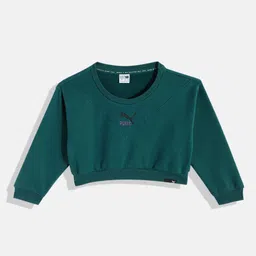 Puma Girls Green Classics GRL Crop Sweatshirt-image-8