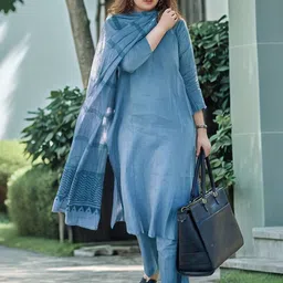 Anni Designer Notch Neck Straight Kurta With Palazzo And Dupatta-image-90
