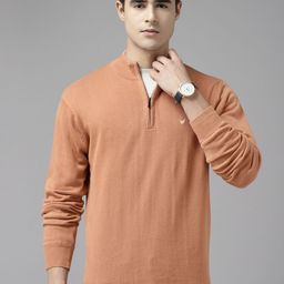 Blackberrys Men Beige Cotton Half-Zipper Pullover-image-76