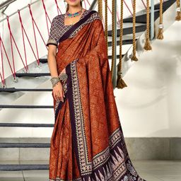 Panzora Bandhani Block Printed Mulmul Cotton Ready To Wear Saree-7