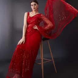 Anouk Embellished Sequinned Net Saree image 3