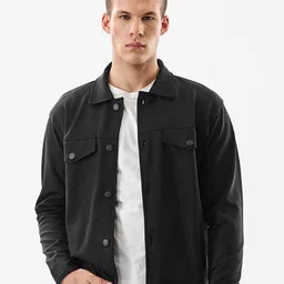 Snitch Men Textured Spread Collar Lightweight Tailored Jacket-25