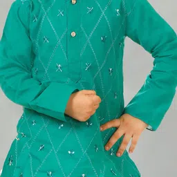 NFC CREATION Boys Embroidered Regular Thread Work Kurta with Patiala image 2