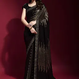 Thishma Embellished Sequinned Pure Georgette Saree-image-77