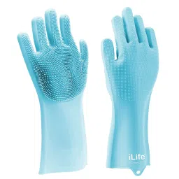 iLife Thick Multiuse Latex free Silicon scrubber gloves for Dishwashing grooming Kitchen gloves-image-51