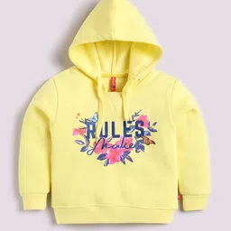 Here&Now X Game Begins Girls Fleece Lined Printed Hooded Sweatshirt-image-10