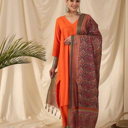 InWeave Women Regular Kurta with Palazzos & With Dupatta-16