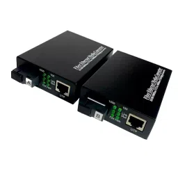 Hanutech 1000 Mbps SC to RJ45 Media Converter Single-Mode SC Fiber Upto 80 Km (Set of 2)-45