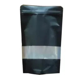 Enmark 22x16 cm (250-300g) Matt Black Stand Up Polyethene Zipper Pouch with Rectangle Window-16