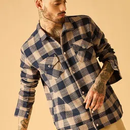 AKS Men Checked Open Front Jacket image 3