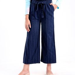 Pine Kids Full Length Cotton Striped Culottes- Blue-image-81