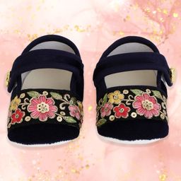 Coco Candy Floral Embroiderd Lace Embellished Booties - Blue-image-12