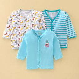 OHMS Cotton Jersey Full Sleeves Dino Printed Jhablas Pack of 3 - White & Blue-image-49