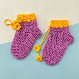 Little Peas Handmade   Woollen Socks - Light Purple & Yellow-image-29