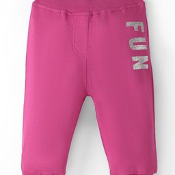 Babyhug Cotton Looper Full Length Lounge Pant With Text Print - Pink-picture-1